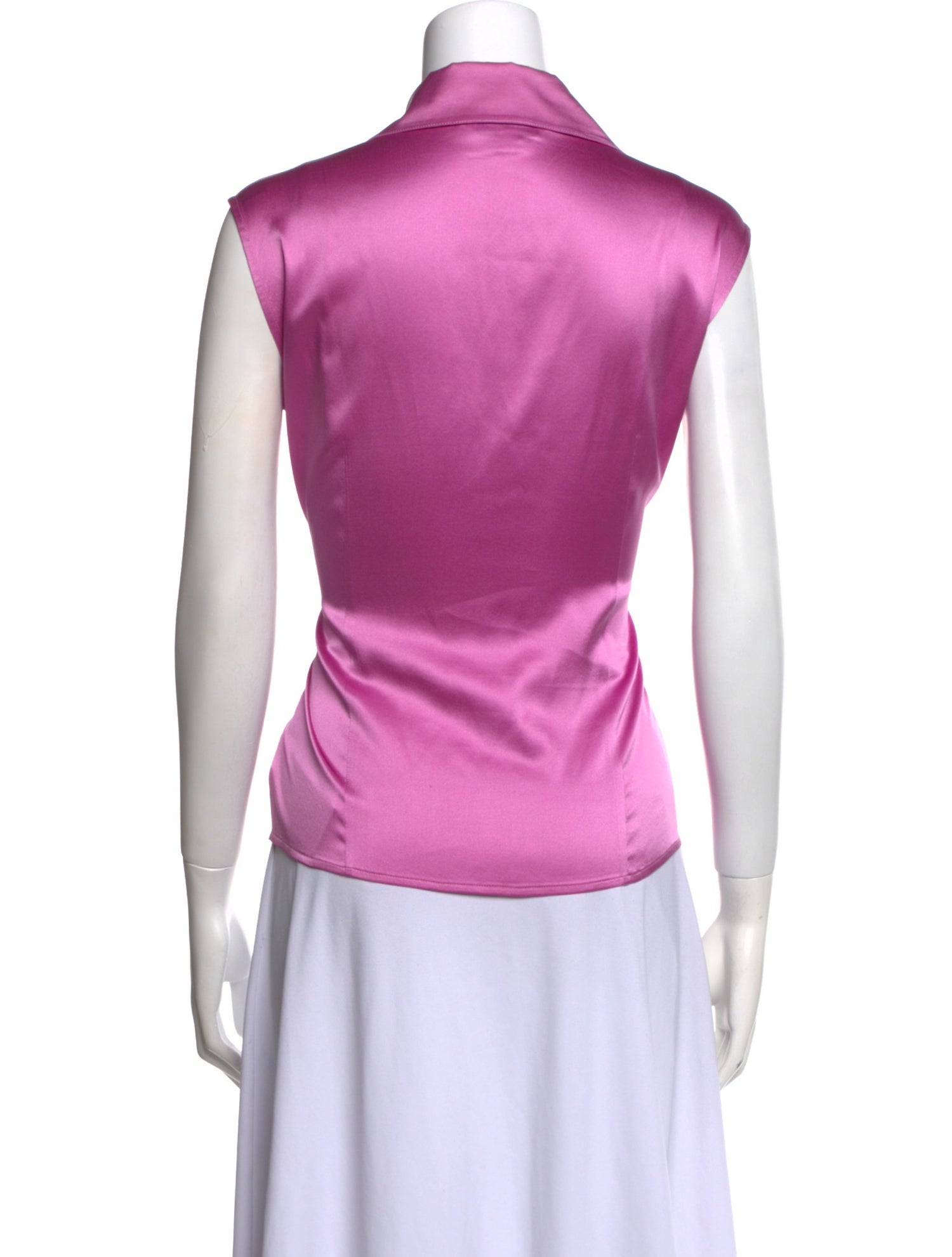 St. John Silk V-Neck Button-Up Top